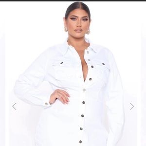 Editorial Love Distressed Denim Dress - White